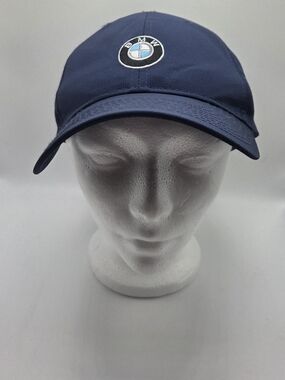 BMW Navy Blue Strap Back Hat Baseball Cap with Embroidered Logo